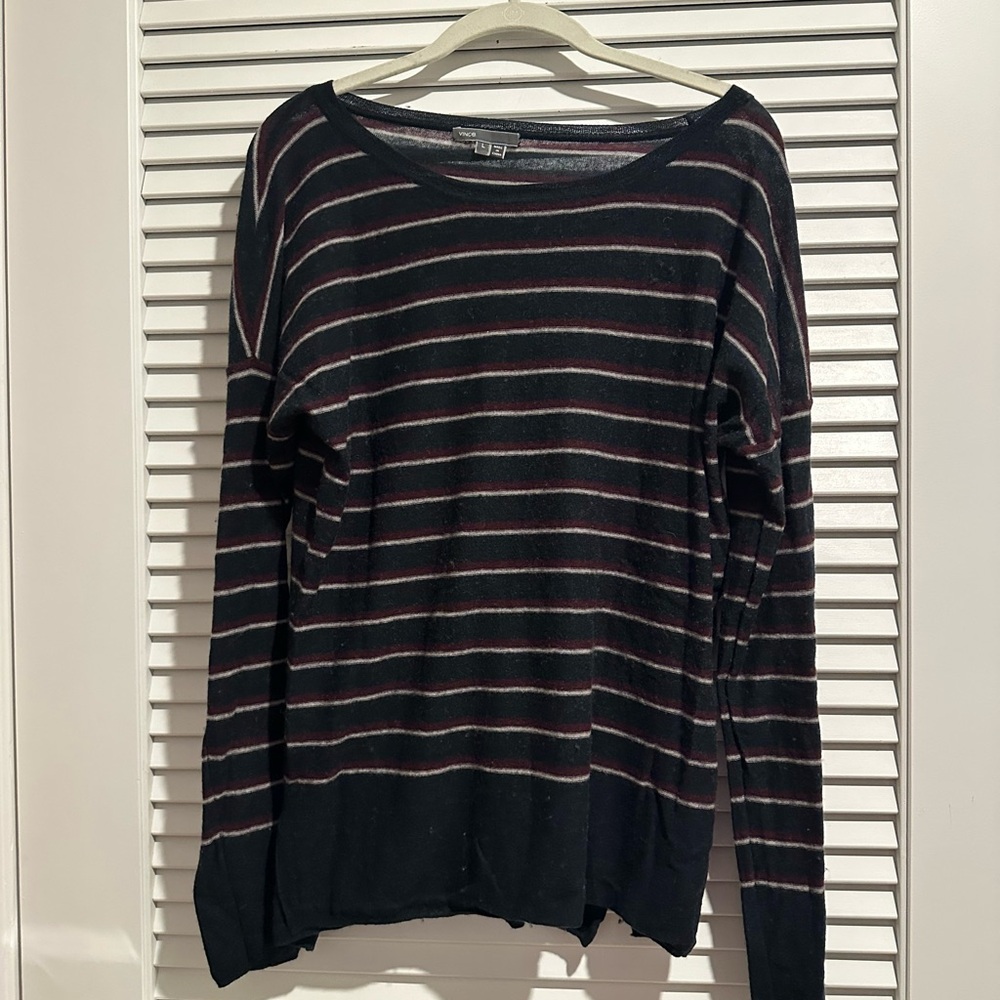 Vince Navy and Red Striped Sweater